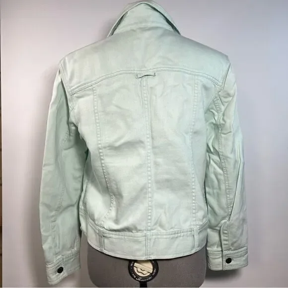 J. Jill Cotton Blend Seafoam Green Button Down Jacket M - Picture 7 of 8